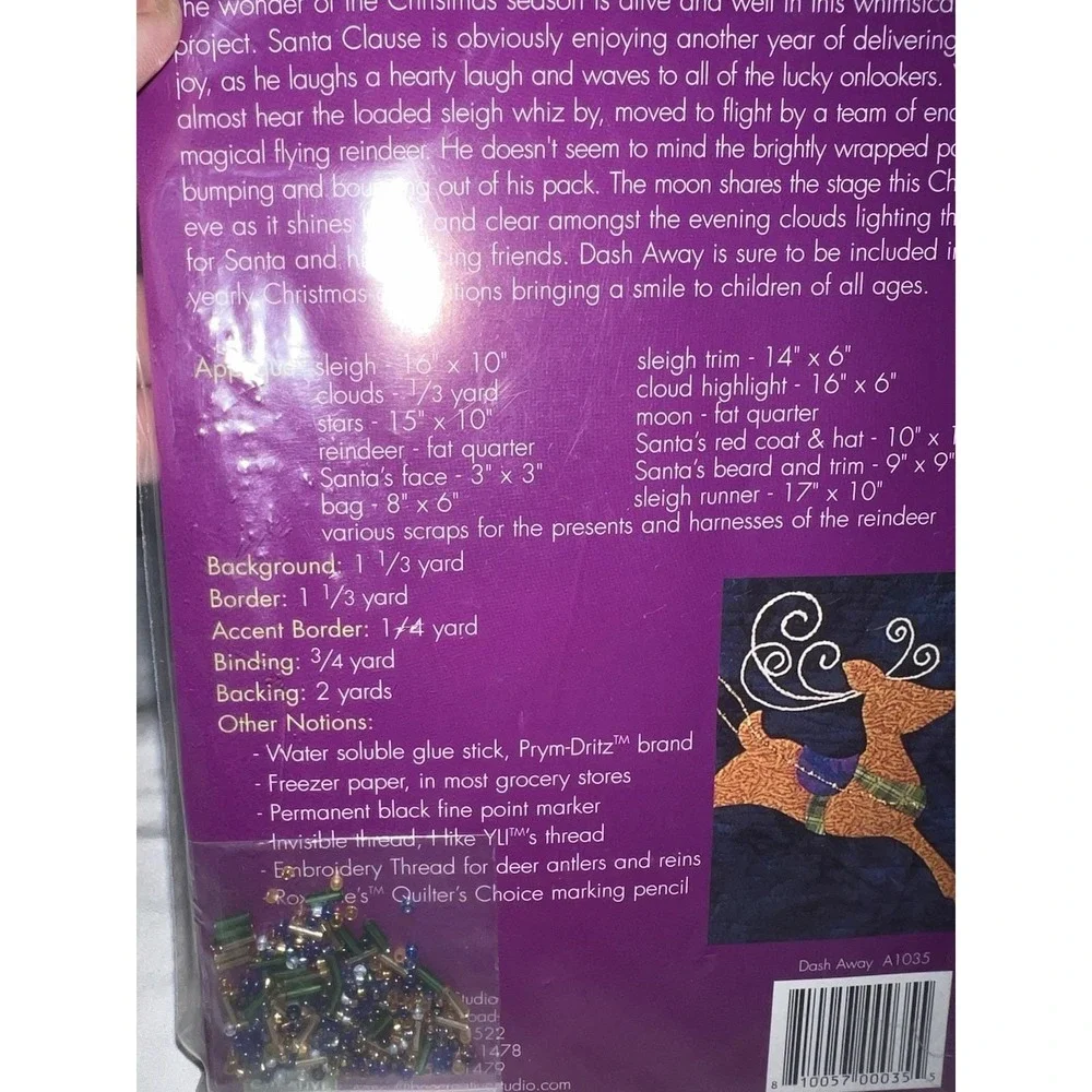 VTG 2004‎ Dash Away Santa Sleigh Quilt Pattern Bee Creative Studio  Instructions